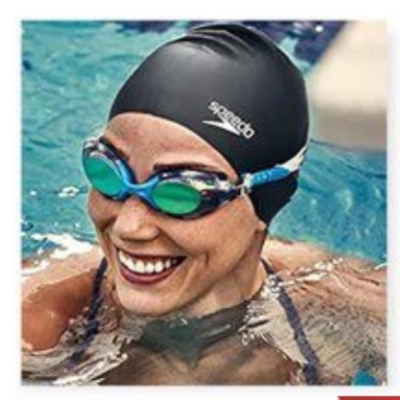 SPEEDO SILICONE Swim Cap for LONG Thick Hair SWIM CAP Black Goth NO LATEX NWT - Picture 9 of 11